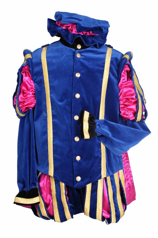 Piet Fluweel Met Cape Malaga Blauw-Roze