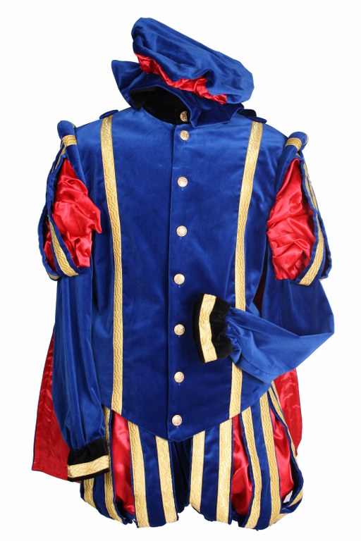 Piet Fluweel Met Cape Malaga Blauw-Roood