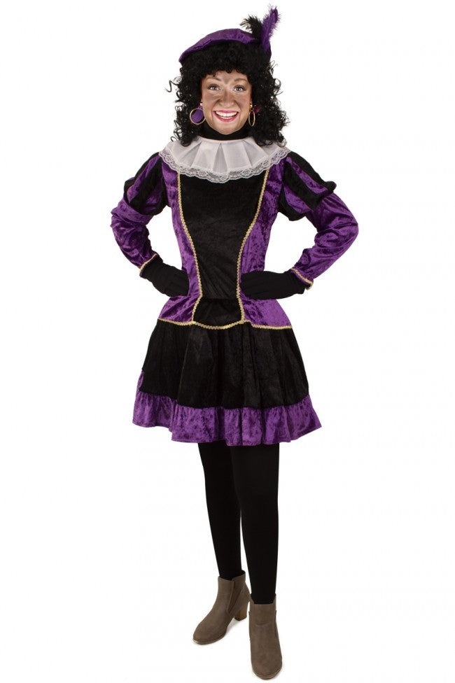 Pieten jurk met petticoat paars