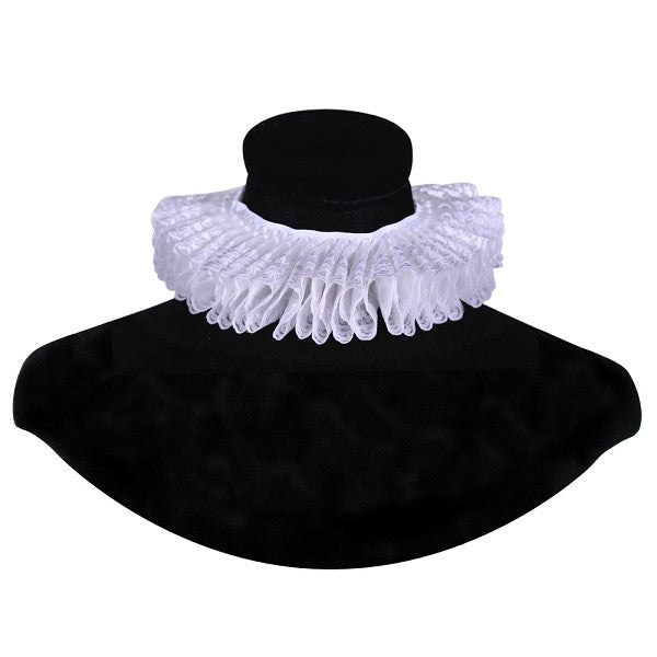 Witte luxe pietenkraag, geplooid, geschikt als accessoire voor feestkleding en Sinterklaas.