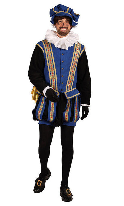 Ribfluweel Pietenpak Piet Amsterdam Blauw-Zwart