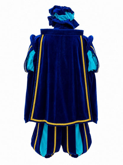 Fluweel Hoofdpietenpak Luxe Blauw-Turquoise achterkant