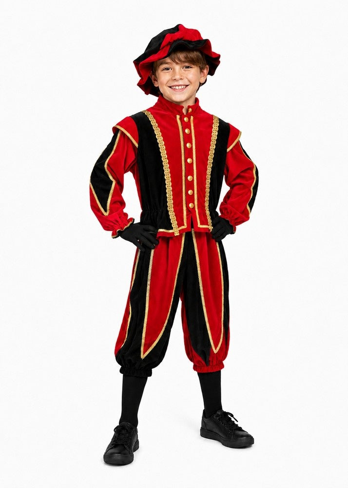 kinder pietenpak toffe piet rood-zwart