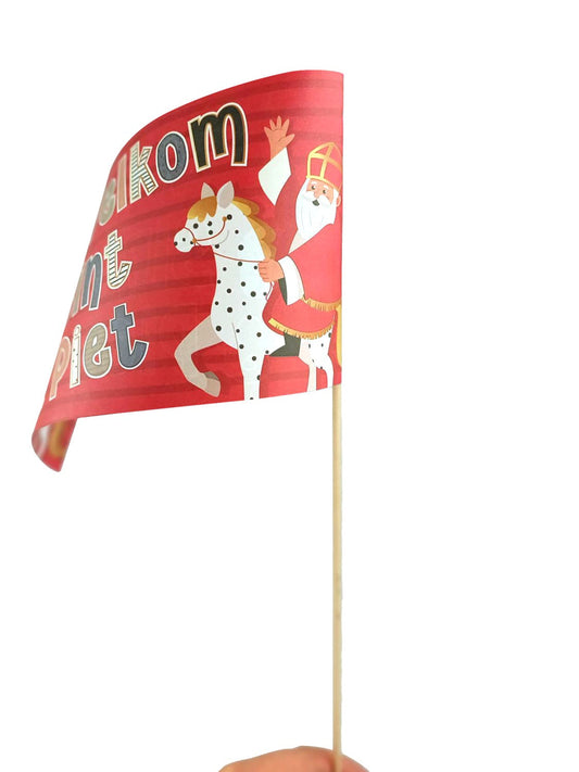 Sint en Piet Zwaaivlaggen Rood 50 stuks